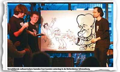 Tonio van Vugt, Marcel Ruijters en Robert van der Kroft Humus Hilman cartoon